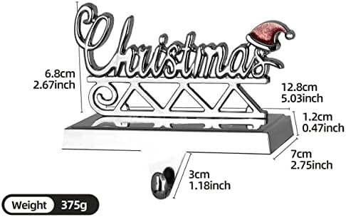 Mantel için DAJAMAİ Stocking Tutucular, Şömine Manto için 2 Gümüş Metal Merry Christmas Stocking Askı Seti, Noel Manto Dekor