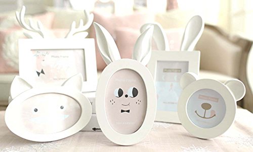 Aile, Çocuklar ve Yatak Odası için 6 inç Beyaz Tavşan Fotoğraf Çerçevesi Masa Üstü Resim Ekranı