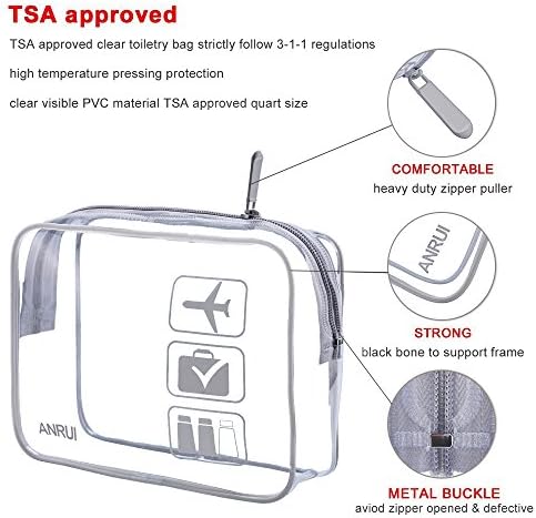 ANRUI Temizle makyaj çantası TSA Onaylı Seyahat Taşıma Havaalanı Havayolu Uyumlu Çanta Quart Ölçekli 3-1-1 Kiti Seyahat Bagaj