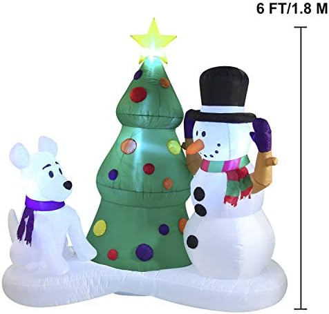 Noel Ağacı ile 6 FT Boyunda Noel Şişme Dekorasyon Kardan Adam Dahili LED'lerle Şişirilebilir Şişirilebilir Xmas Partisi için
