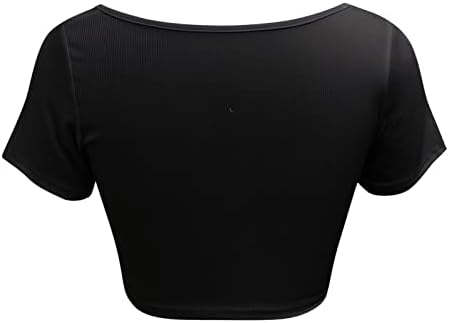 Pmmqrrkuu Kısa Kollu Kırpma Üstleri Kadınlar ıçin Scoop Boyun T-Shirt Casual Egzersiz Tops Temel Bluz Yaz Tee Gömlek