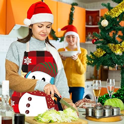 4 Adet Noel Mutfak Pişirme Önlükleri Ayarlanabilir Noel Partisi Süslemeleri Kırmızı Ekose Önlükleri Pişirme ızgara Önlükleri