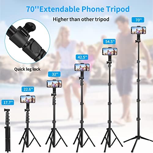 70 inç Telefon Tripodu, Uzaktan Kumandalı Uzatılabilir Selfie Çubuğu Tripodu, Taşınabilir Cep Telefonu Tripodu Standı, Hafif