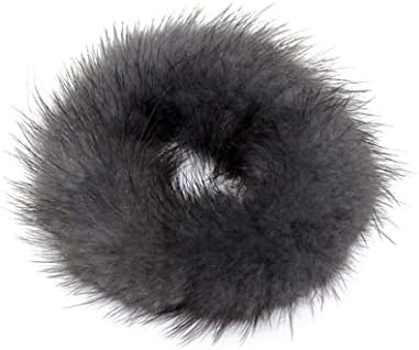 U-M Yumuşak Faux Kürk Scrunchie Elastik Katı Saç Halat At Kuyruğu Kuyruk Tutun Saç Bandı - Koyu Gri Sevimli Kalite ve DurableValue